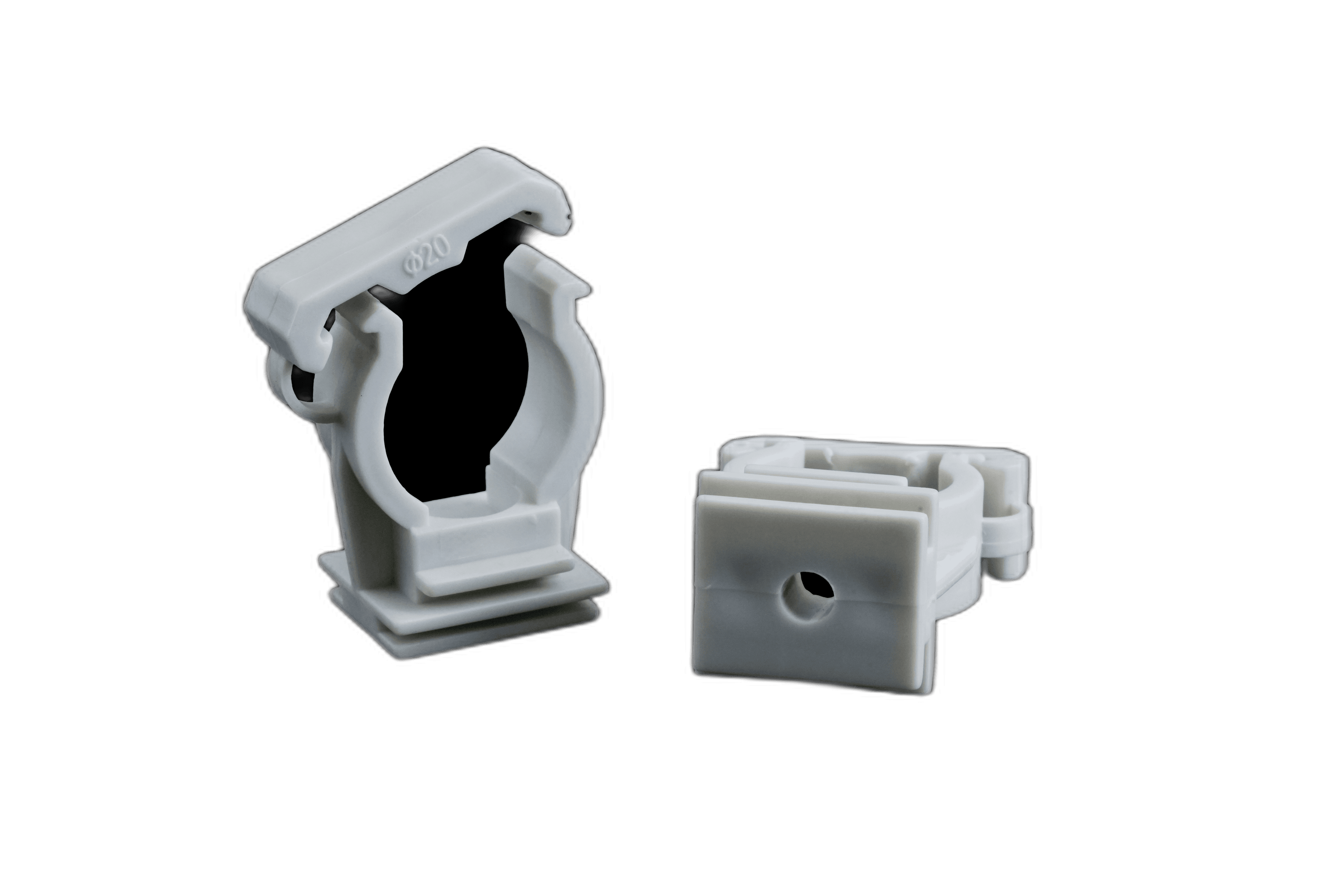 Closed Nylon Pipe Clip With Pre-Thread M6.(Grey)